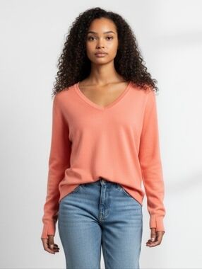 Athleta Sunrise V Neck  Sz SP Coral P/P 18" L 22". Soft. Lightweight